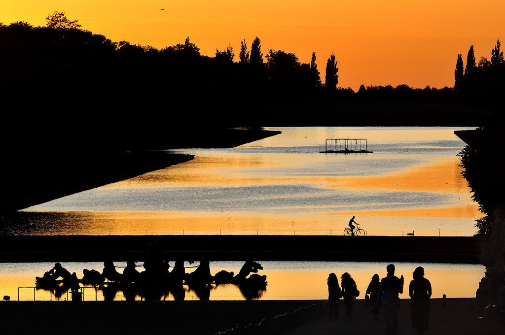 Densité du roi soleil à son coucher sur le Grand Canal et le Bassin d'Apollon