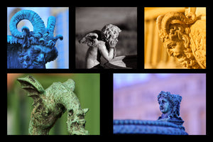 Mosaïque de statues qui peuplent aussi le Parc du Château de Versailles. Composition
